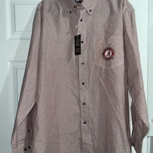 Pressbox Men's Crimson and White Striped Button-Down Shirt Alabama Crimson Tide